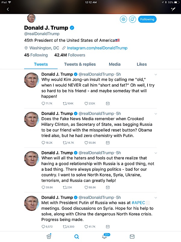 Trump’s latest Tweets